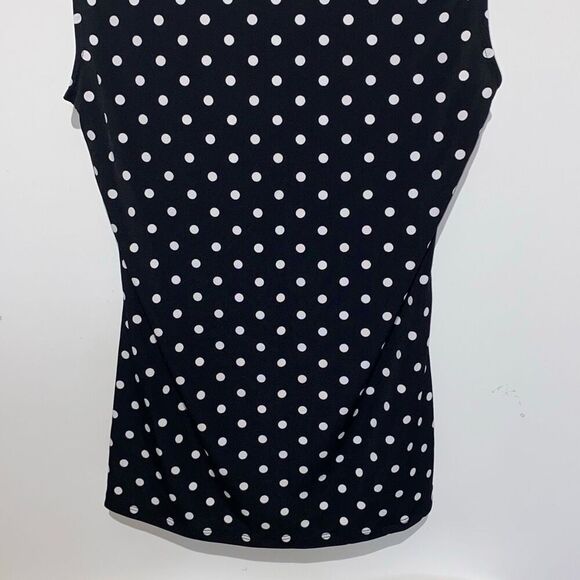 Premise Women's Black White Polka Dot Tie Front Sleeveless Blouse Size XS NWT - Picture 8 of 8